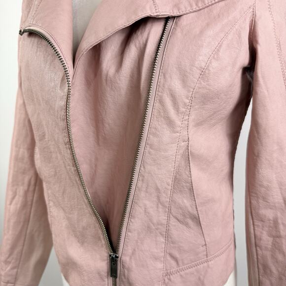 Anthropologie ETT:TWA Ripley Light Pink Faux Leather Moto Jacket SP Vegan Ribbed - Picture 7 of 16